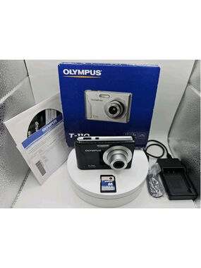 Olympus Digital Camera T-110 12.0MP With Box Battery Charger SD Card Etc. Tested